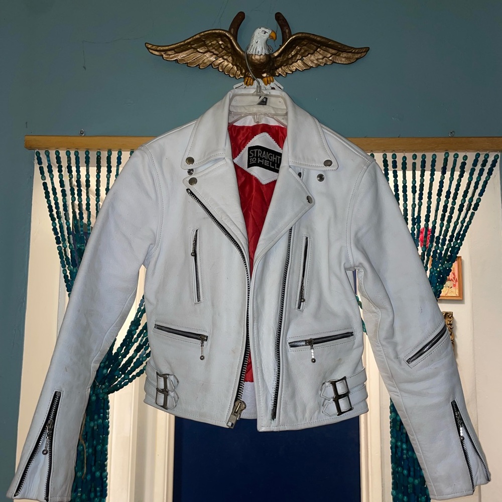 White Leather Strait to Hell size 34 The Defector